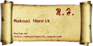 Maksai Henrik névjegykártya